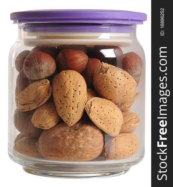 Variety of peanuts in a glass jar. Variety of peanuts in a glass jar.