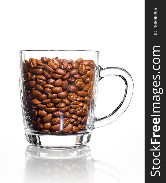 Glass cup of coffee isolated on a white