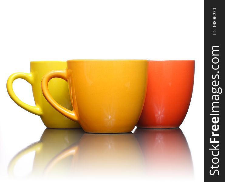 Color coffee cup on a white background