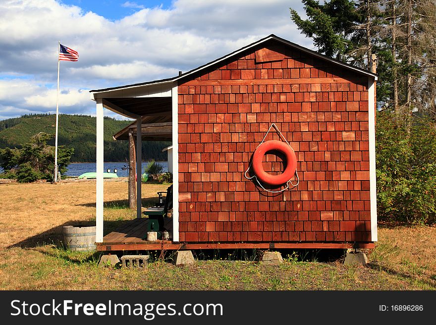 A charming boathouse on the Hood Canal in Washington