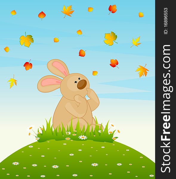 bunny with autumnal leaves