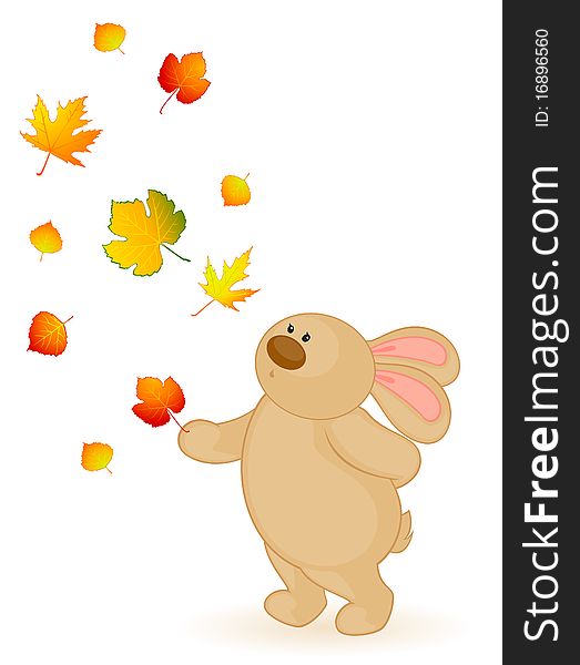 Bunny With Autumnal Leaves