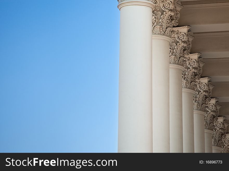 Ancient greek colonnade on the blue sky. Ancient greek colonnade on the blue sky