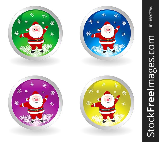 Santa Claus and snowflakes in colour spheres