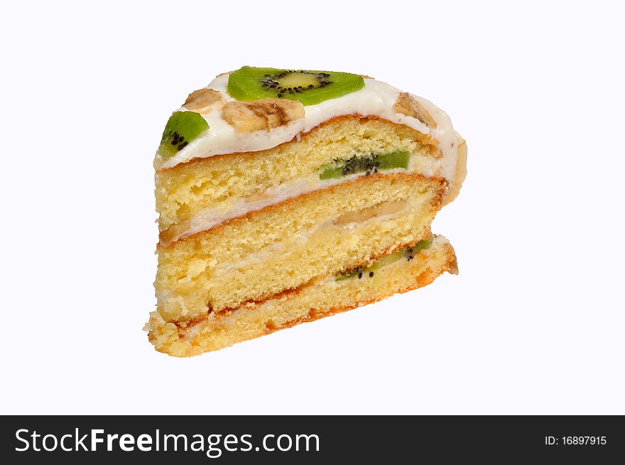 Isolated piece of cake with fruits