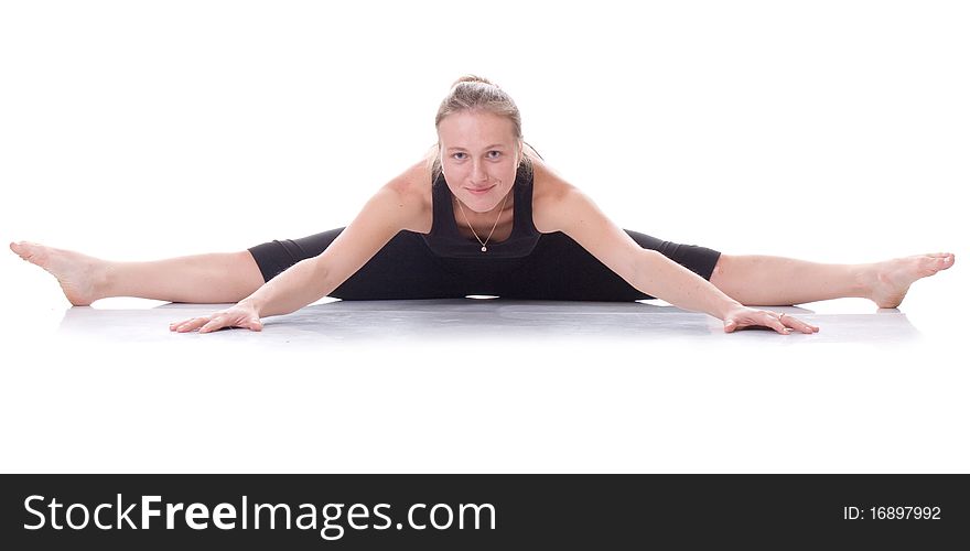 Girl on the fitness. Yoga pose. Isolated. Girl on the fitness. Yoga pose. Isolated