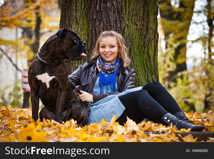 Girl In Autumn Park