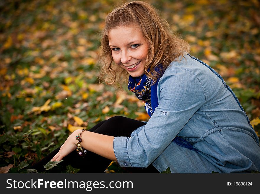 Girl in autumn park