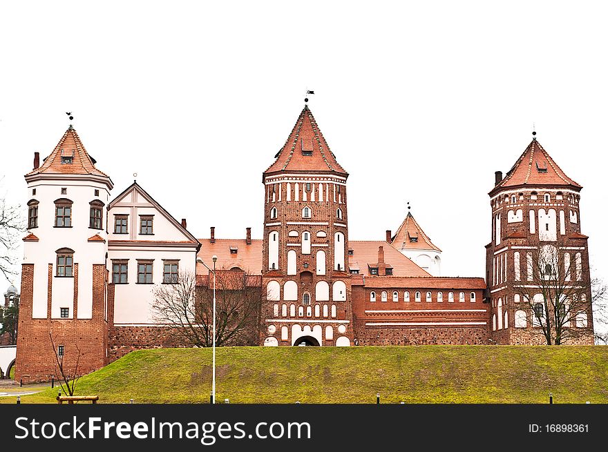The photograph shows an old Mir castle, Belarus. The photograph shows an old Mir castle, Belarus