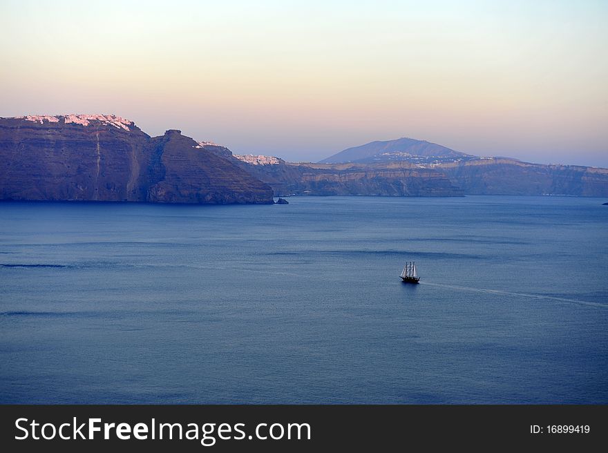 Boat sailing in the blue Aegean sea. Boat sailing in the blue Aegean sea