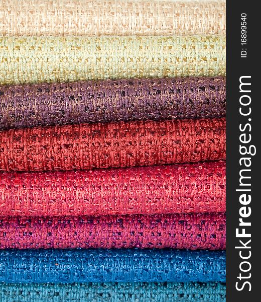 Many examples of colored cotton lining layer