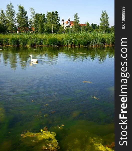 Lake Kochel near the town and Dominican cloister of Schlehdorf, Germany. Lake Kochel near the town and Dominican cloister of Schlehdorf, Germany.