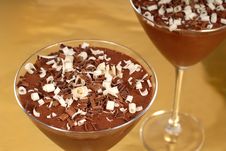 Chocolate Pudding With Chocolate Curls In Martini Glasses Stock Photography Chocolate Pudding With Chocolate Curls In Martini Glasses Stock Photography