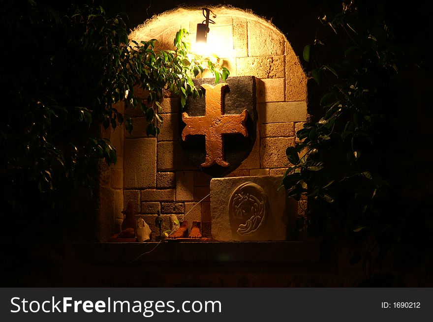 A cross in the rhodes castle