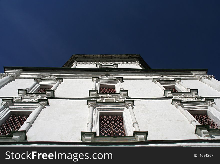 Church on a background of the dark blue sky, aspiring up