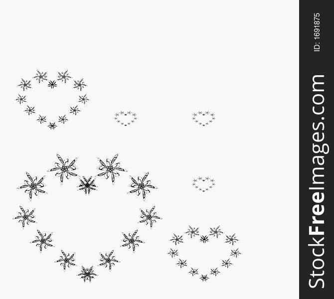 Computer generated illustration of black-and-white valentine background