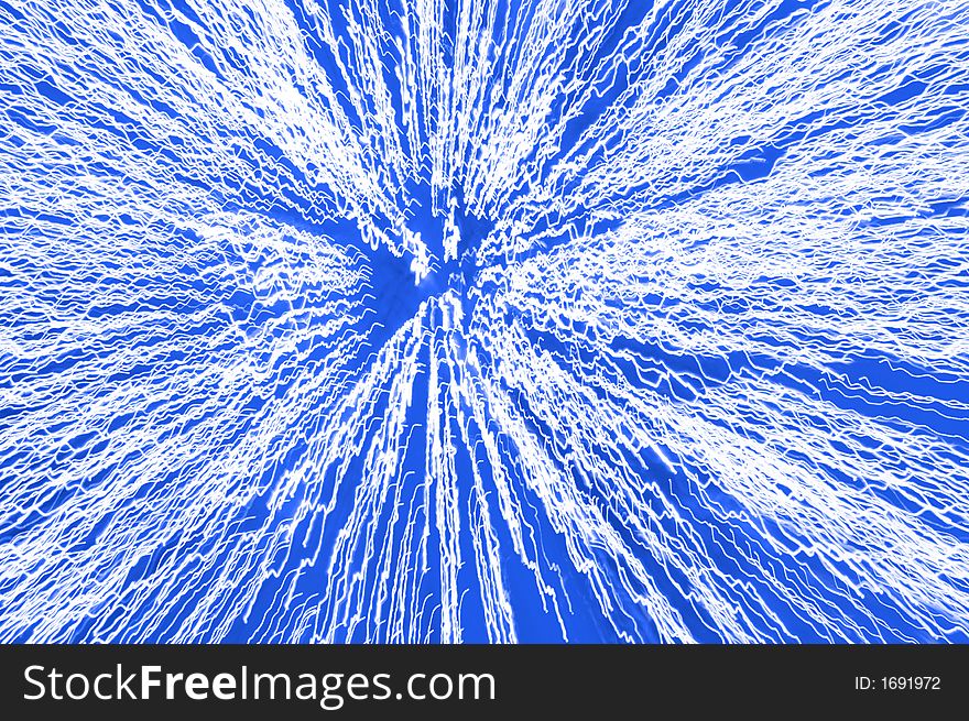 Blue abstract background with white light trail. Blue abstract background with white light trail