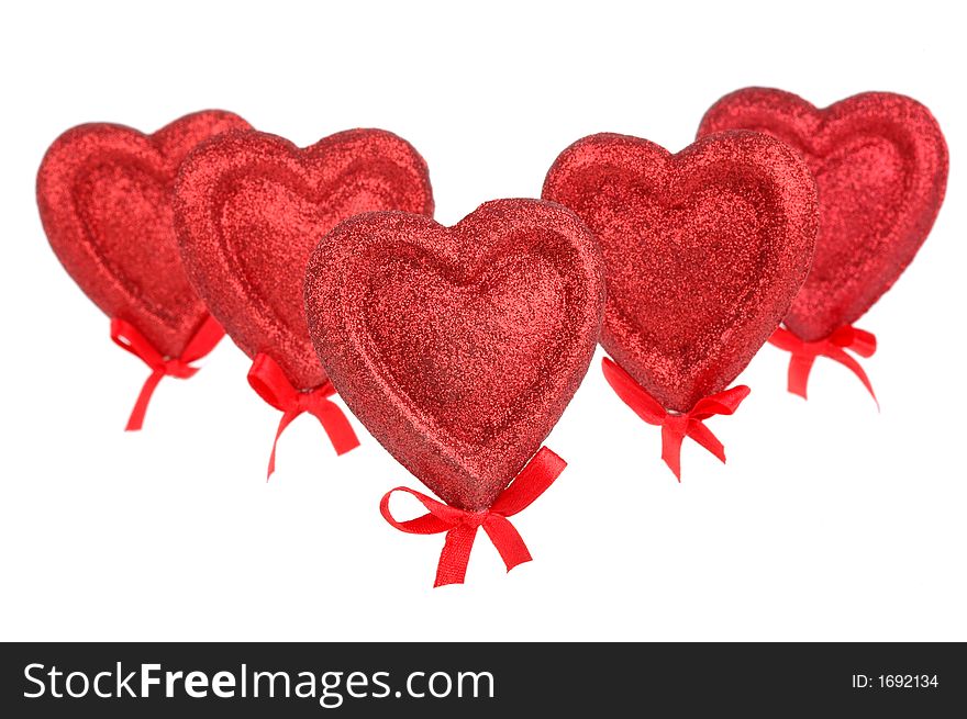 Collection of red hearts isolated on a white background. Collection of red hearts isolated on a white background.