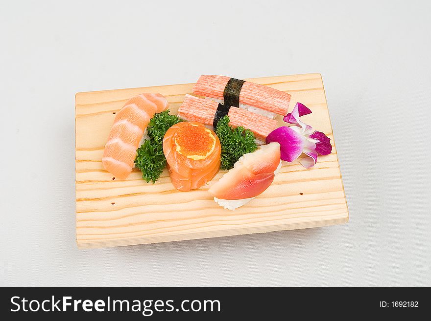 Some hand-roll sushi (salmon meat and salmon roe). Some hand-roll sushi (salmon meat and salmon roe)