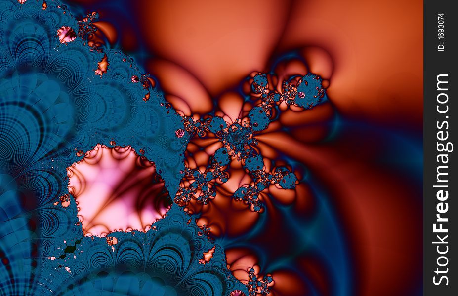 Lava Red and Blue Fractal Background Pattern Wallpaper