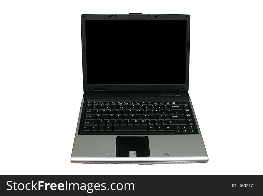 A laptop over a white background