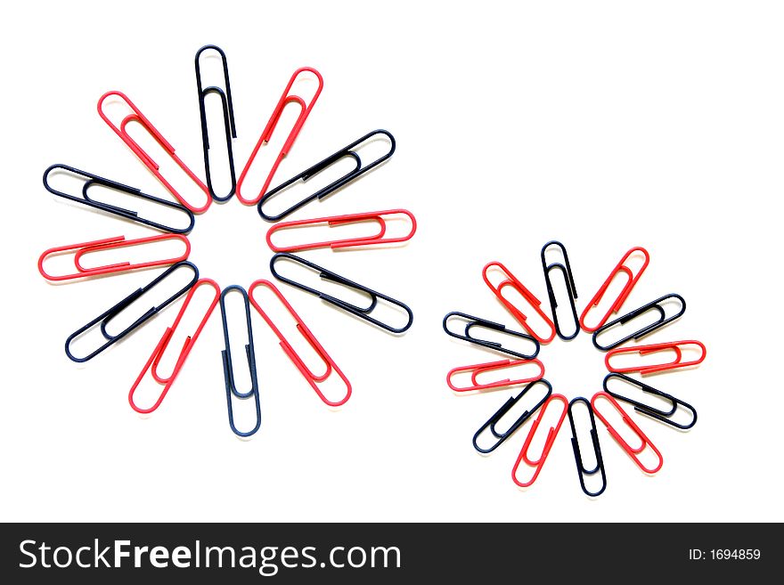 Pop Art Paper Clip Flower In Red And Blue On A White Background