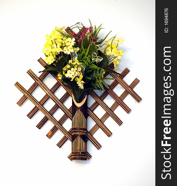 Flower basket isolated against a white background