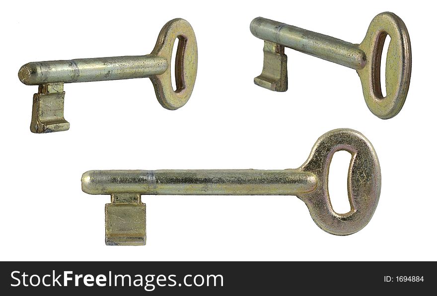 Three views of simple old-fashioned key