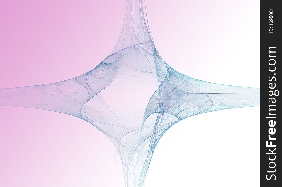 Blue cross fractal image on whiteand pink  background