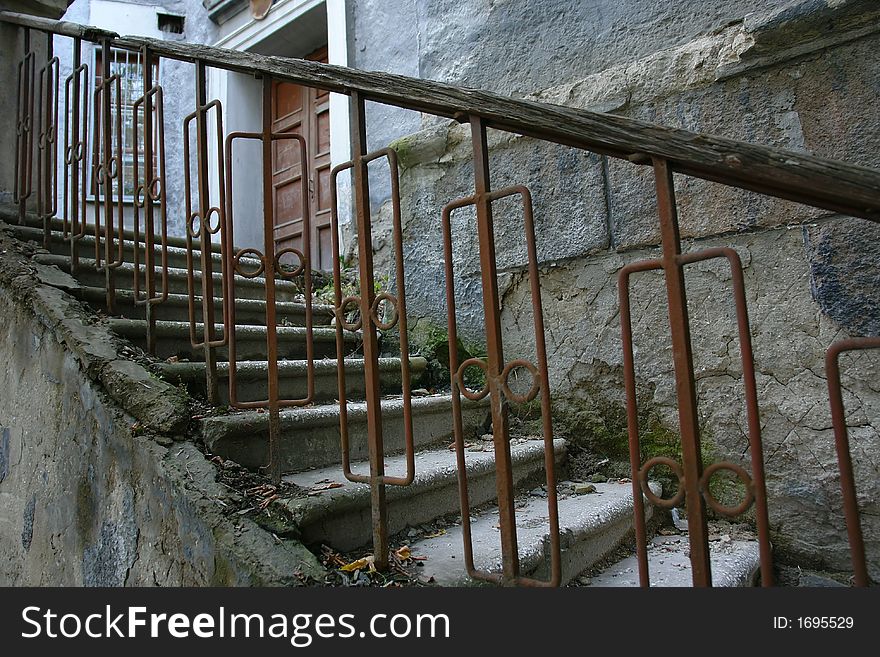 The old deserted ladder. An emergency exit. The old deserted ladder. An emergency exit.