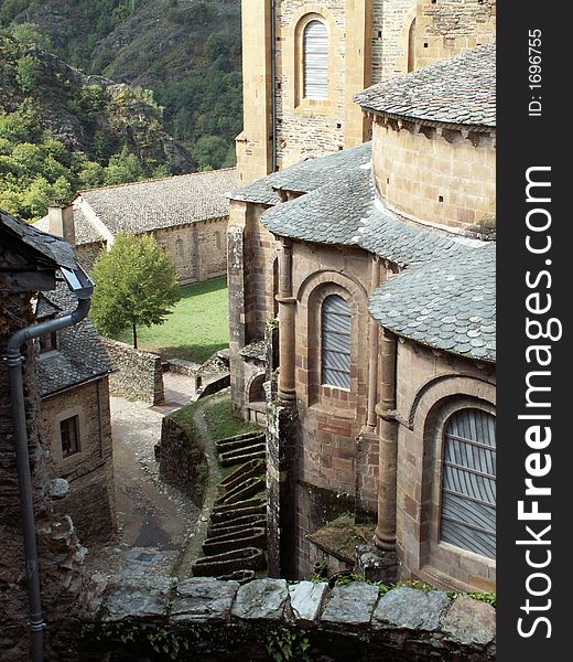 Detail of the church in conques, france