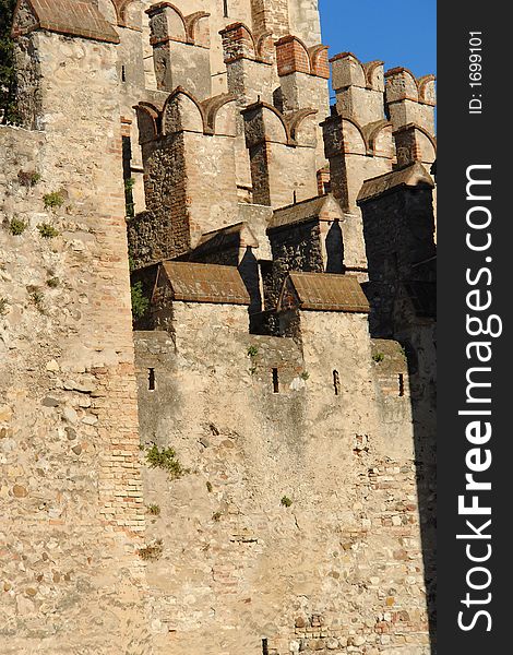 A closeup of the side wall of the castle of Sirmione del Garda (Italy)