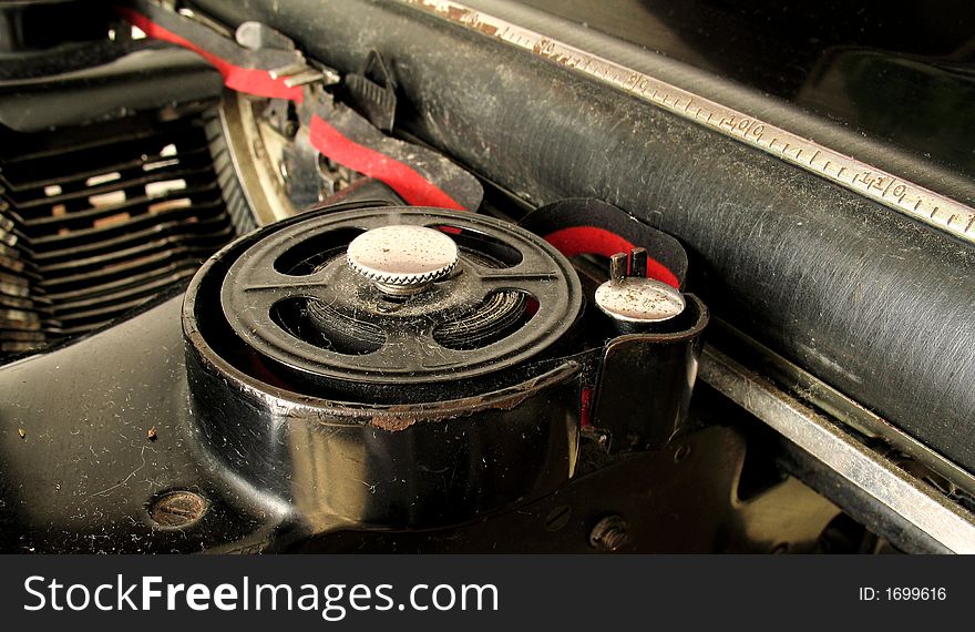 A closeup of an old typewriter