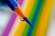Color Pencils And 1 Drop Stock Image Color Pencils And 1 Drop Stock Image