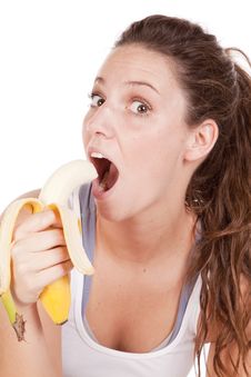 Woman Excited About Eating A Banana Close Up Stock Images Woman Excited About Eating A Banana Close Up Stock Images