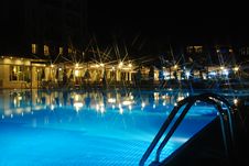 Swimming Pool At Night Royalty Free Stock Photos