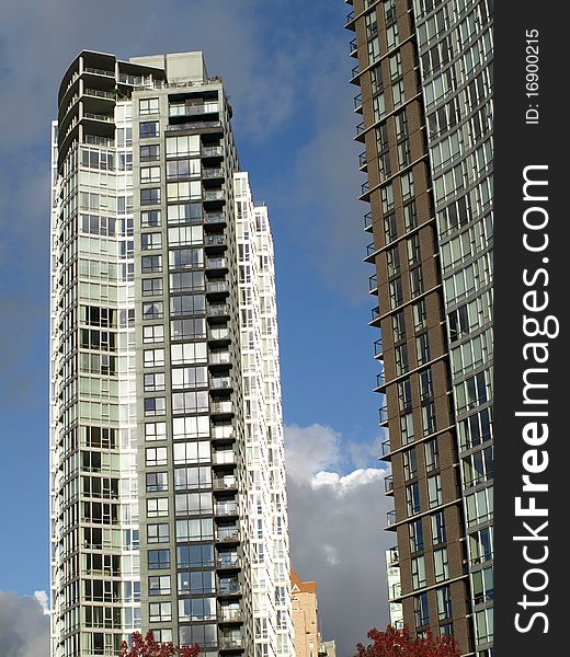 Vancouver Canada cityscape with towers and sky.