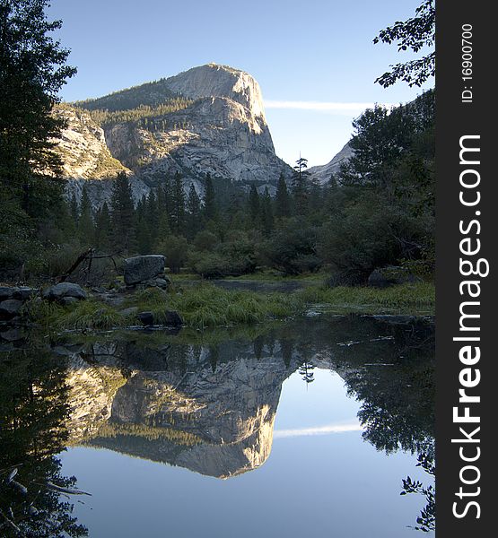 Mirror Lake, Yosemite National Park in the morning.