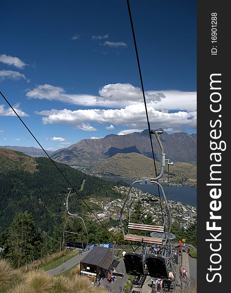 Gondola up to Queenstown Hill in Queenstown, New Zealand. Gondola up to Queenstown Hill in Queenstown, New Zealand