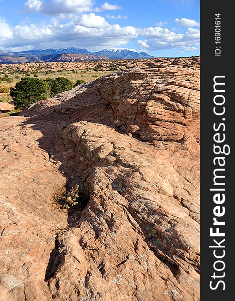 Sand Flats Recreation Area with La Sal Mountains in Background