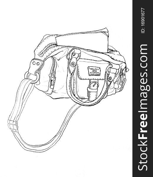 This is a pair of sketch, insided the picture is my handbag.Line drawing. This is a pair of sketch, insided the picture is my handbag.Line drawing.