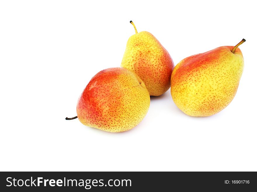 Ripe pears isolated on white background.