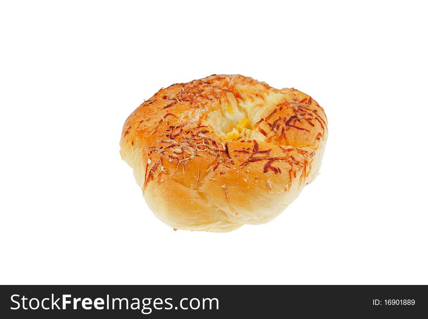 Cheese bread on white background