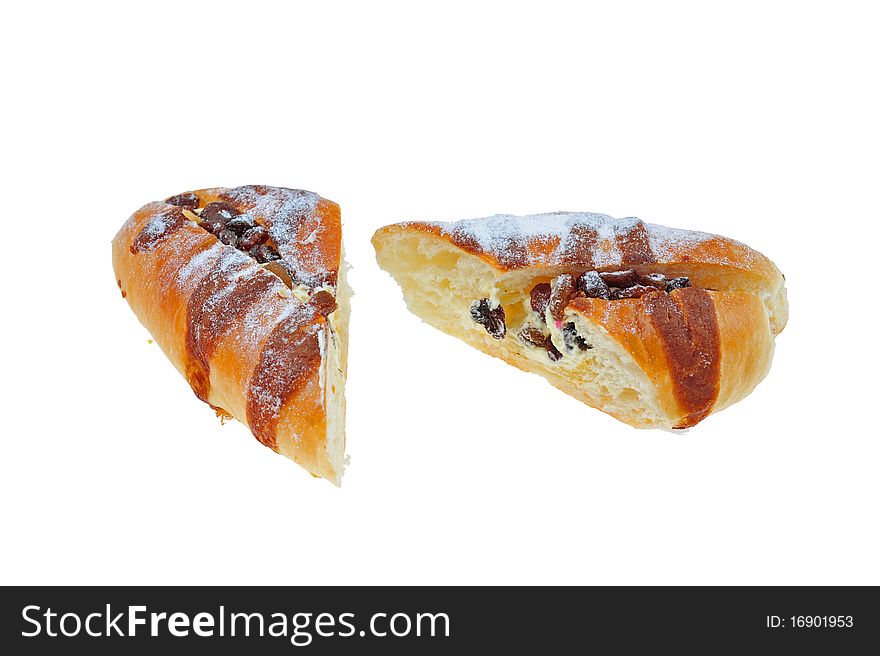 Chocolate bread on white background