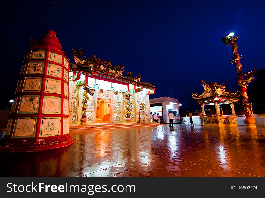 Shrine at Sunset in China and Thailand. Shrine at Sunset in China and Thailand.