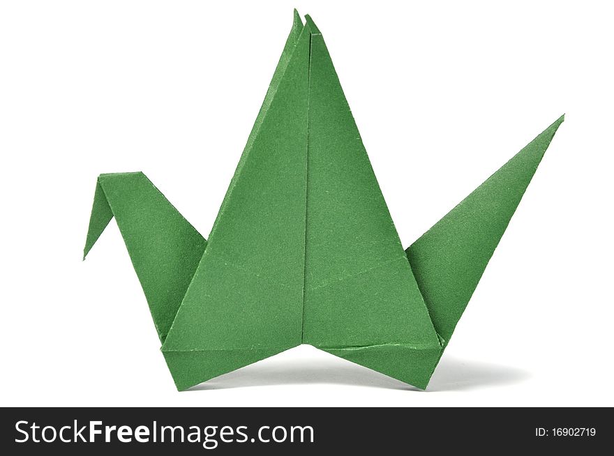Origami crane isolated on white background