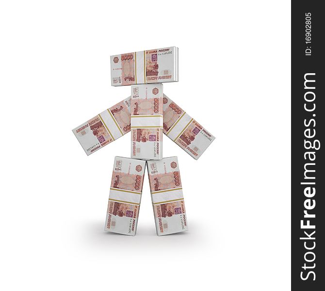 Money human on white isolated. 3d render