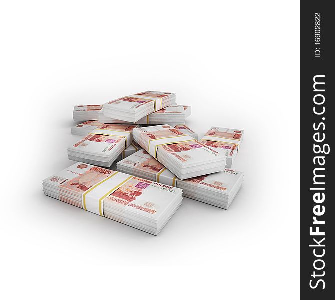 Money on white isolated. 3d render