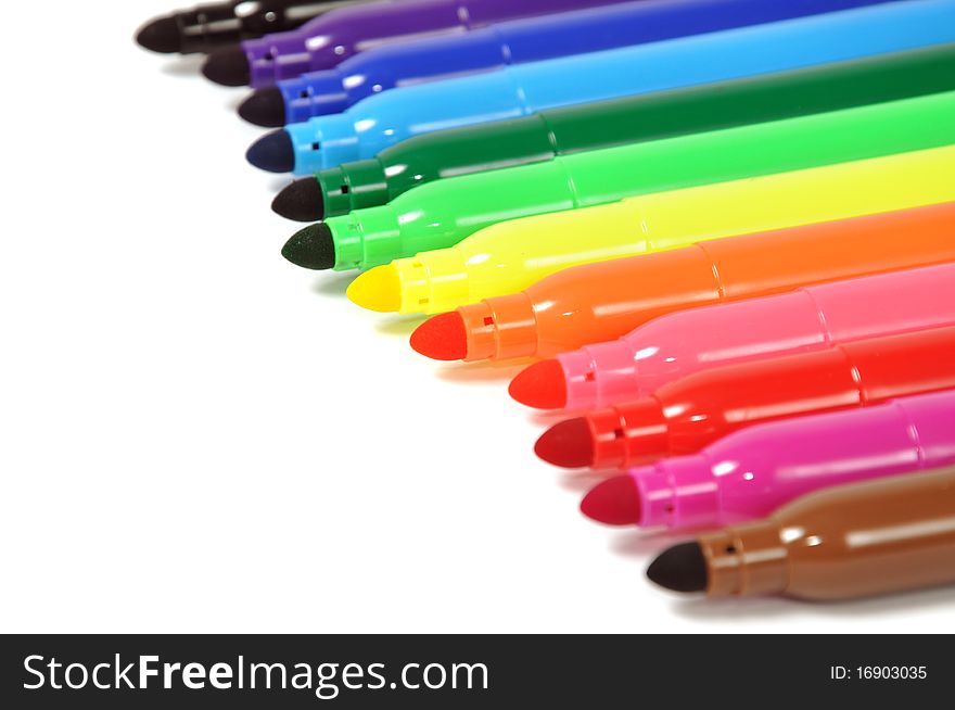Colored marker pen isolated on white background