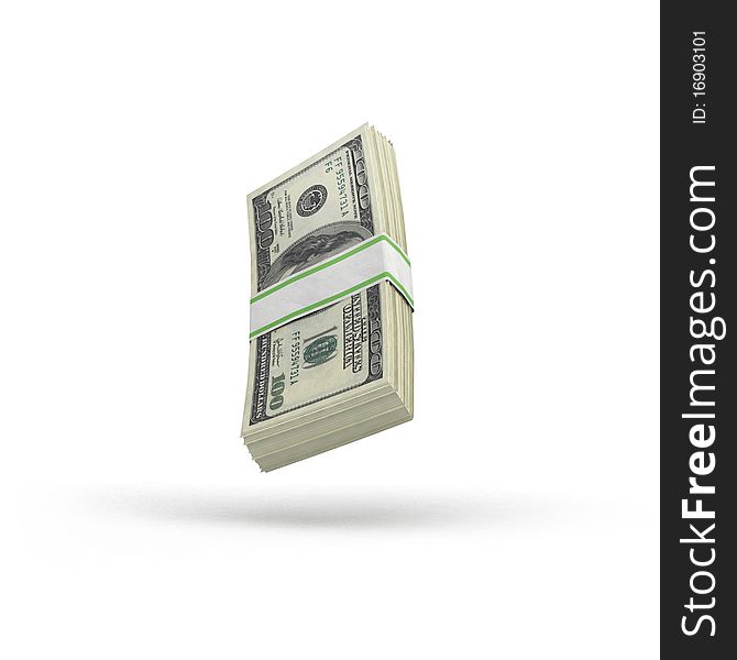 Money on white isolated. 3d render